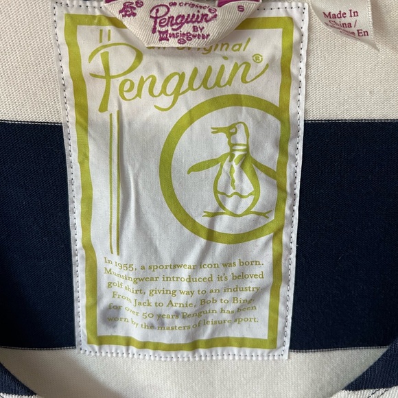 VTG Penguin beach coverup S mini dress big stripes pockets grommets early 2000s - Picture 6 of 10